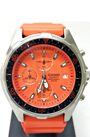 Casio AMW-380-4A Mens Orange Dial Chronograph 100M Diver Watch
