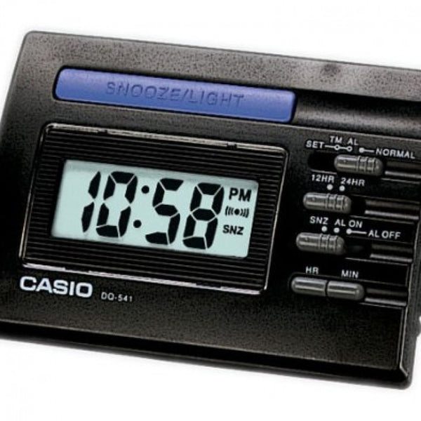 Casio DQ 541 1R Black LED Light Digital Travel Alarm Clock with Snooze NEW