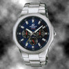 Casio EF-332D-2A Men's Edifice Blue Analog Watch Steel Day Date Dial 100M WR