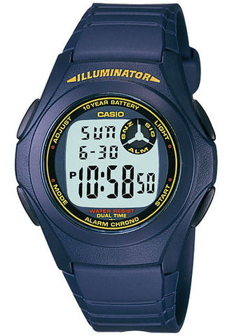Casio F-200W-2B Digital Illuminator 2 Time-Zones Watch