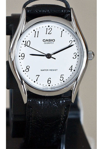 Casio LTP-1094E-7B Ladies White Analogue Croc Leather Band Watch