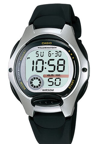 Casio LW-200-1AV Ladies Black Digital 2 Time Zones LCD Light Alarm Watch