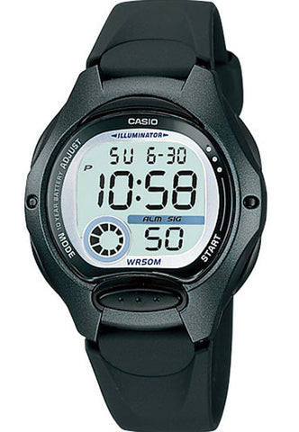 Casio LW-200-1BV Ladies Black Digital 2 Time Zones LCD Light Alarm Watch