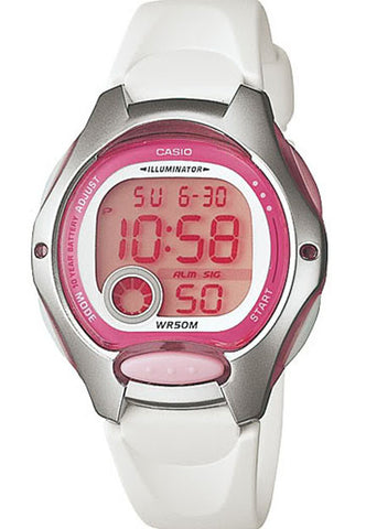 Casio LW-200-7AV Ladies White Digital 2 Time Zones LCD Light Alarm Watch