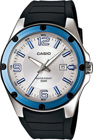 Casio MTP-1346-7A Men's White Blue Bezel Watch Resin Band 50M WR New
