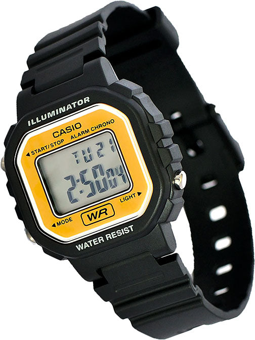 Casio LA-20WH-9A Ladies Black Gold Digital Watch with LED Light 5 Year Battery New