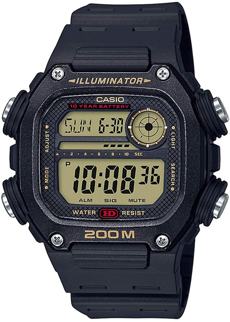 Casio Mens DW-291H-9AV Black Classic 200m Sports Watch Alarm Chronograph New