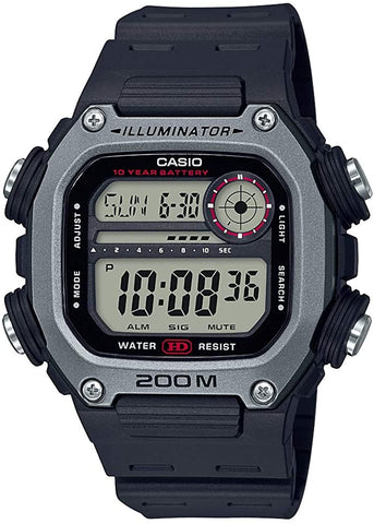 Casio Mens DW-291H-1AV Black Classic 200m Sports Watch Alarm Chronograph New