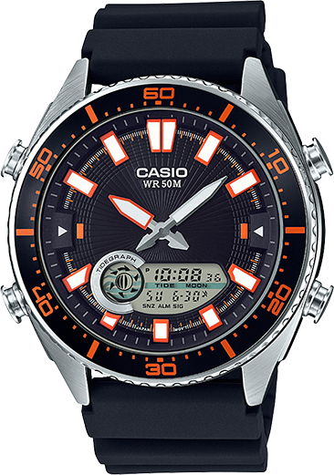 Casio AMW-720-1AV Analog Digital Tide Graph 50M WR Black Watch