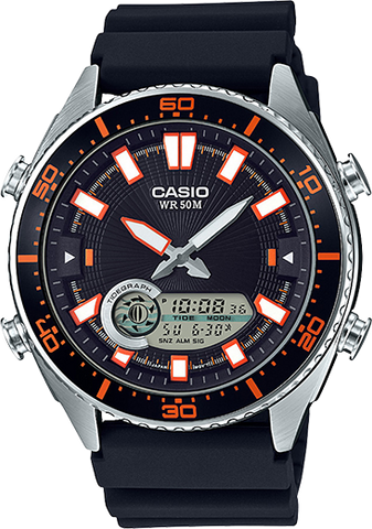 Casio AMW-720-1AV Analog Digital Tide Graph 50M WR Black Watch