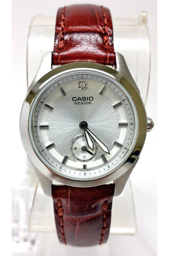 Casio BEL-115L-7A BESIDE Ladies White Dial Leather Strap Dress Watch 50M