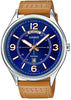 Casio Genuine MTP-E129L-2B2 Men's Leather Dress Watch Day/Date Display 50M WR