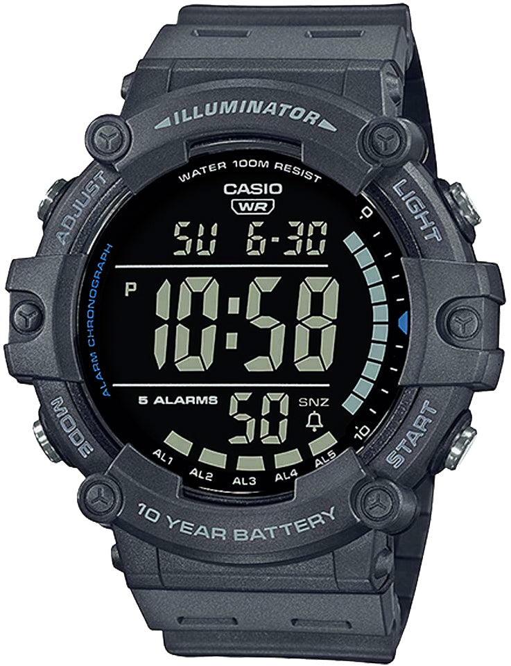 Casio AE1500WH-8BV WIDE FACE Digital Watch 100M WR 10 Year Battery 5 Alarms New