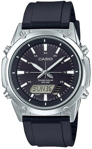 NEW Casio AMW-S820-1A Men's Tough SOLAR Watch Digital Analog BLACK Resin Band