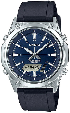 NEW Casio AMW-S820-2A Men's Tough SOLAR Watch Digital Analog Blue Resin Band