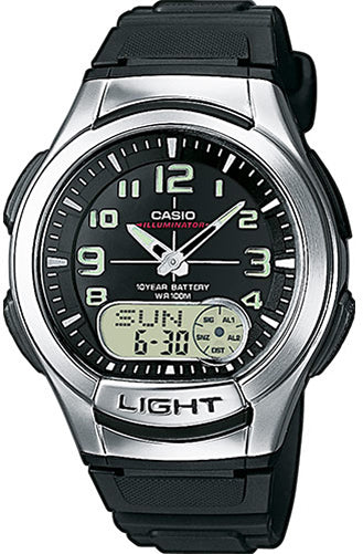 Casio AQ-180W-1BV Mens Analog Digital Sports Databank Watch LED World Time New