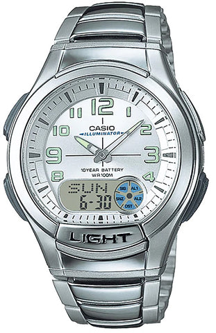 Casio AQ-180WD-7BV Mens Analog Digital Sports Databank Watch Steel LED World Time New