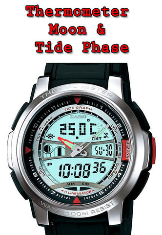 Casio AQF-100W-7BV Pathfinder Thermometer Moon and Tide Phase World Time 100M Watch