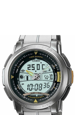 Casio AQF-100WD-9BV Pathfinder Thermometer Moon and Tide Phase Stainless Steel World Time 100M Watch