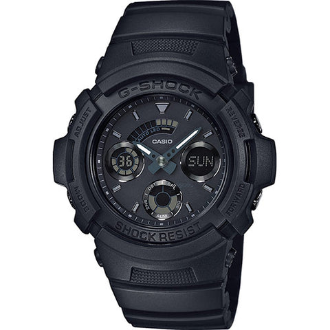 Casio AW-591BB-1A G-Shock Men's Matte Black Watch Analog Digital World Time