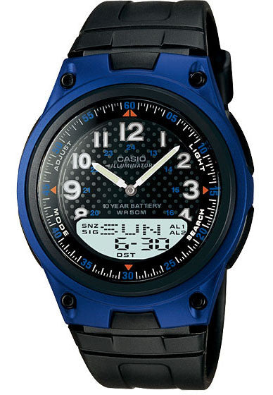 Casio AW-80-2AV Blue 30 Page Databank Duo World Time Ana Digital 3 Alarms Watch