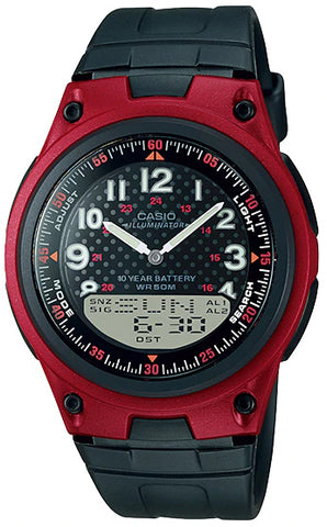 Casio AW-80-4BV Red 30 Page Databank Watch Duo World Time Ana Digital 3 Alarms