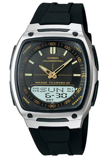 Casio AW-81-1A2V 30 Page Databank Duo World Time Analogue Digital World Tm Watch
