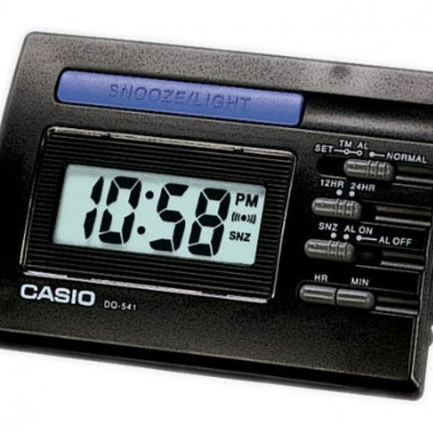 Casio DQ-541-1R Black LED Light Digital Travel Alarm Clock with Snooze NEW