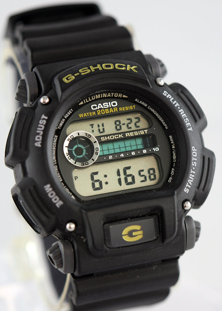 Casio DW-9052-1B Mens G-Shock Chronograph Watch 200M WR Resin Black Sports New