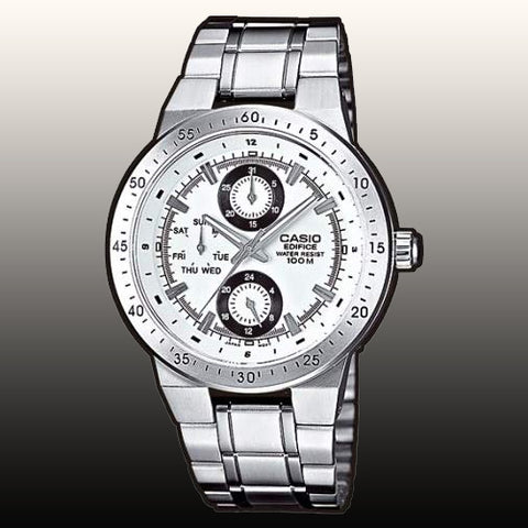 Casio EF-314D-7AV Men's Edifice Stainless Steel Watch White Dial Multi-function