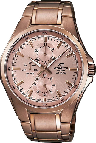 Casio EF-339G-9A Men's Edifice ROSE GOLD Analog Watch Steel Multi-Dial 100M WR