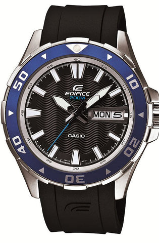 Casio EFM-100-1A Edifice Mens Black Blue 200M Diver's Sports Watch