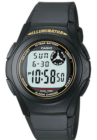 Casio F-200W-9A Digital Illuminator 2 Time-Zones Watch