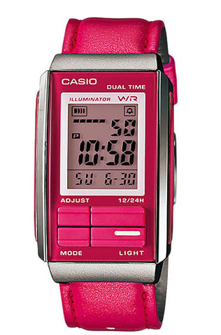 Casio LA-201WBL-4A Women's Futurist Red Leather Band Watch