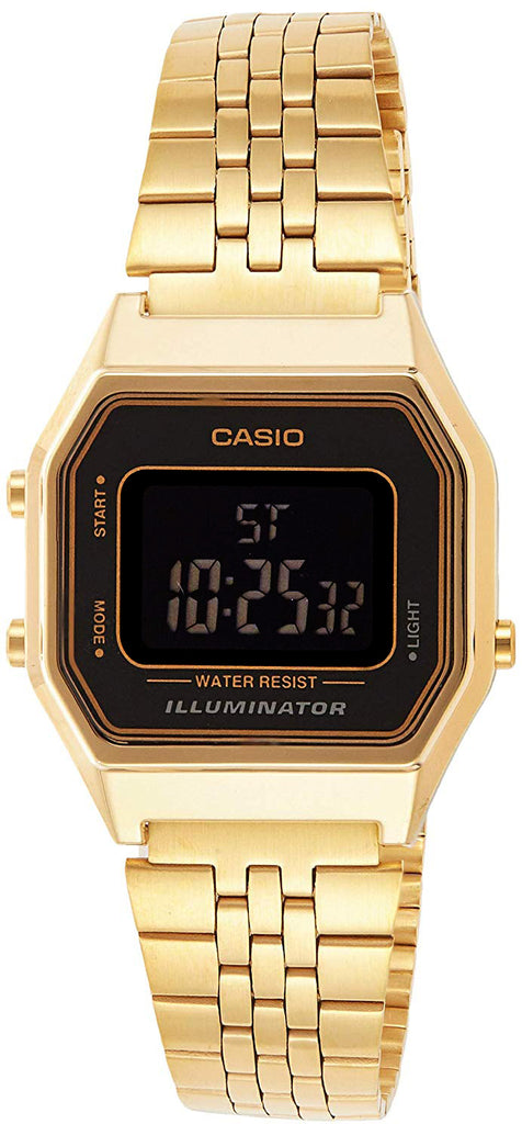 Casio LA-680WGA-4C Women's FLORAL Mid-Size Digital Watch GOLD