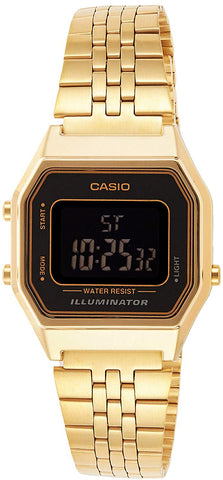 Casio LA-680WGA-1B Women's Mid-Size Digital Retro Vintage Watch GOLD