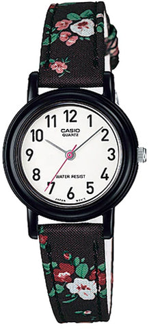 Casio LQ-139LB-1B2 Elegant Ladies Black Floral Analogue Watch Cloth Band