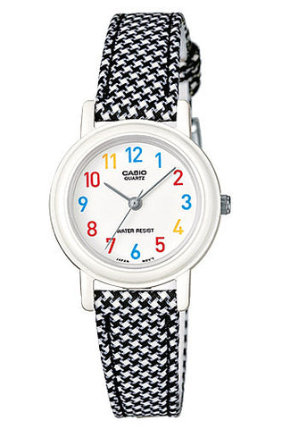 Casio LQ-139LB-1B Elegant Ladies Black Checkered Analogue Leather Cloth Band Watch