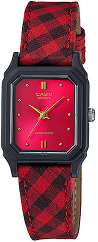 Casio LQ-142LB-4A Classic Ladies Analog Red Watch Cloth Band Design New