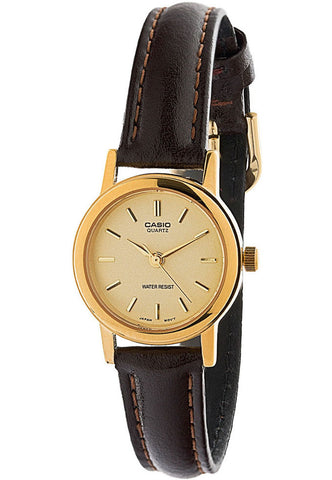 Casio LTP-1095Q-9A Ladies Gold Analogue Dress Watch Leather Band