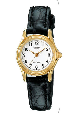 Casio LTP-1096Q-7B Ladies White and Gold Analogue Dress Watch Leather Band