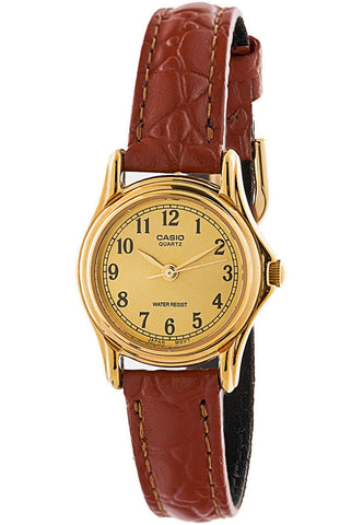 Casio LTP-1096Q-9B1 Ladies Gold Analogue Dress Watch Leather Band