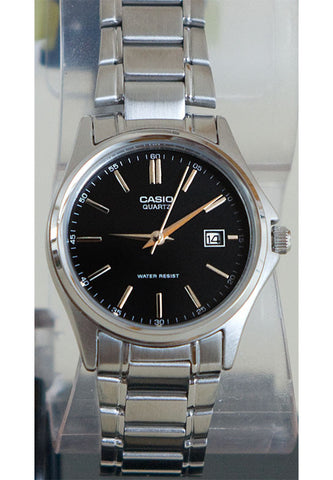 Casio LTP-1183A-1AD Ladies Black Analogue Steel Bracelet Date Display Watch