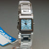 Casio LTP-1237D-2A2 Ladies Blue Analog Square Crystal Watch Steel Dress New