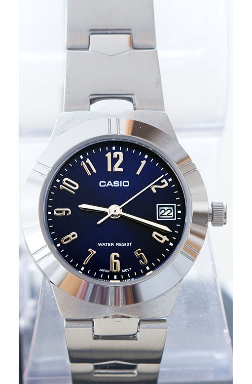 Casio LTP-1241D-2A2 Blue Ladies Analogue Steel Band with Date Display Watch