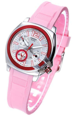 Casio LTP-1320B-4AV Women's Core Pink Resin Quartz Watch with 3 Dials