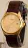 Casio MTP-1183Q-9A DEAD BATTERY Men's Gold Analogue Leather Band Date Watch Palladium Case