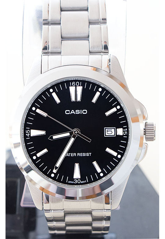 Casio MTP-1215A-1A2 Men's Black Analogue Quartz Steel Watch with Date Display