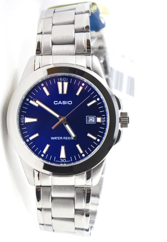 Casio MTP-1215A-2A2 Men's Blue Analogue Quartz Steel Watch with Date Display