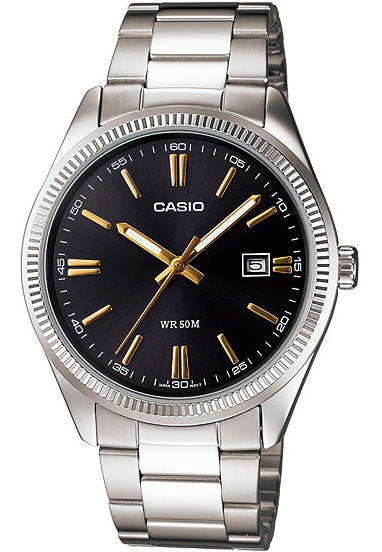 Casio MTP-1302D-1A2V Men's Analogue Date Display Steel Watch Brass Case